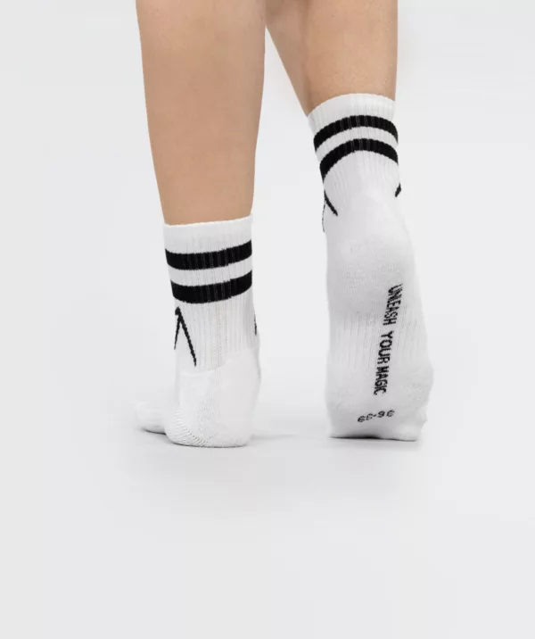 Unisex Stripes Short Crew Cotton Socks - Pack of 3 White Image 2