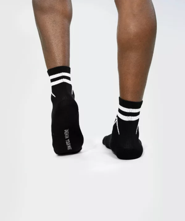Unisex Stripes Short Crew Cotton Socks - Pack of 3 Black Image 2